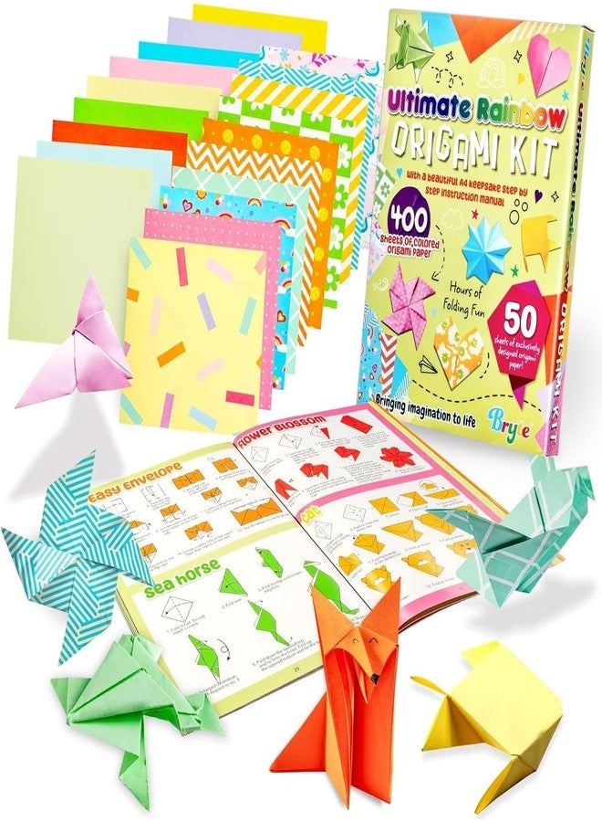 BRYTE Ultimate Rainbow Origami Kit with 450 Fun Colorful Papers, Arts and Crafts for Kids Ages 8-12 - Image 1
